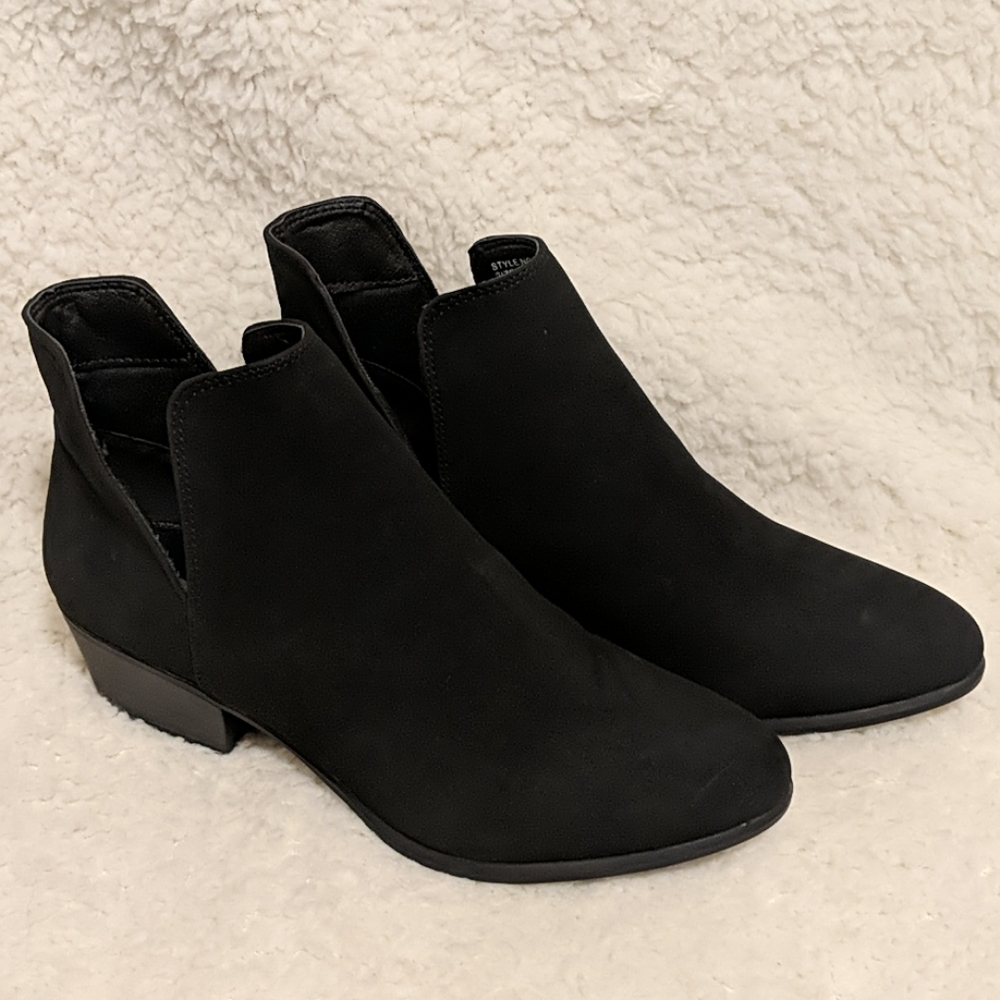 Black Cutout Ankle Booties